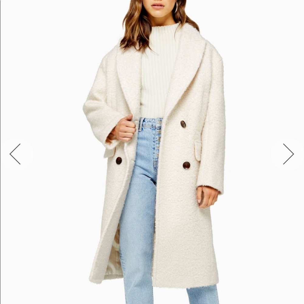 TOPSHOP Petite Ivory Boucle Coat